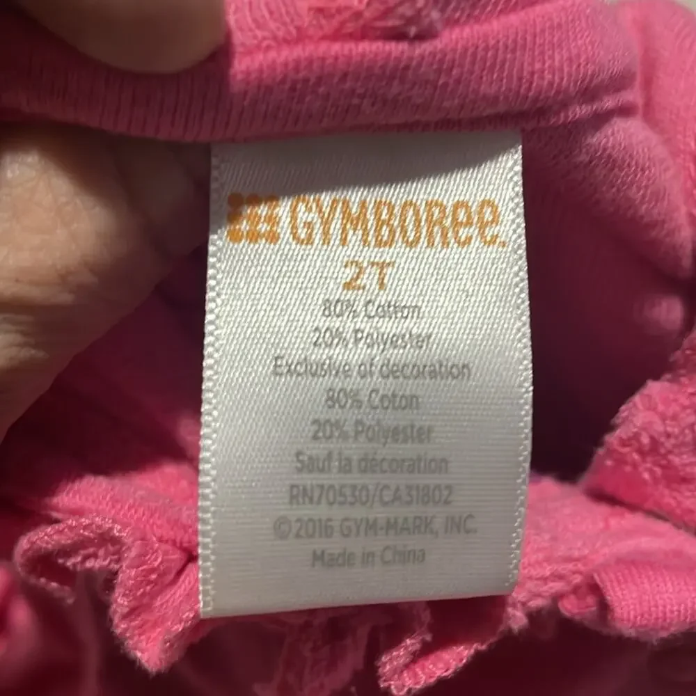 Gymboree 2t hot pink cotton polyester terry cloth hooded coverup euc snaps